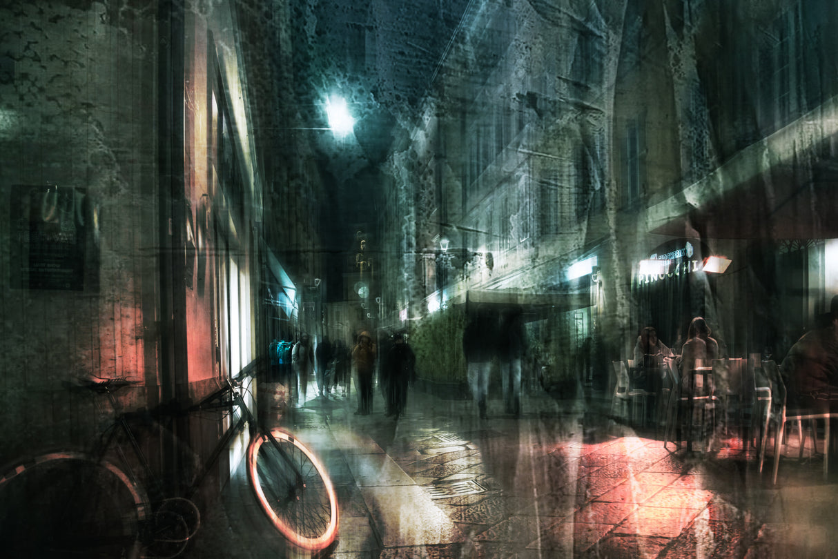 Night walk through the alleys of Parma Poster och Canvastavla