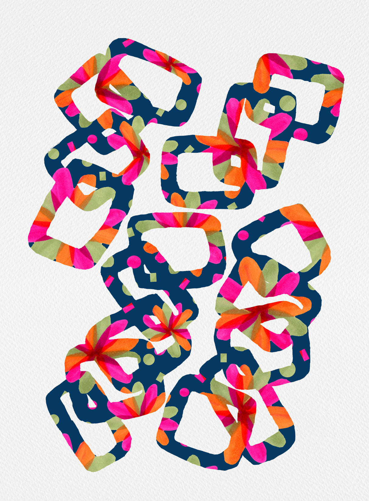 Floral Rectangle Chain Poster och Canvastavla