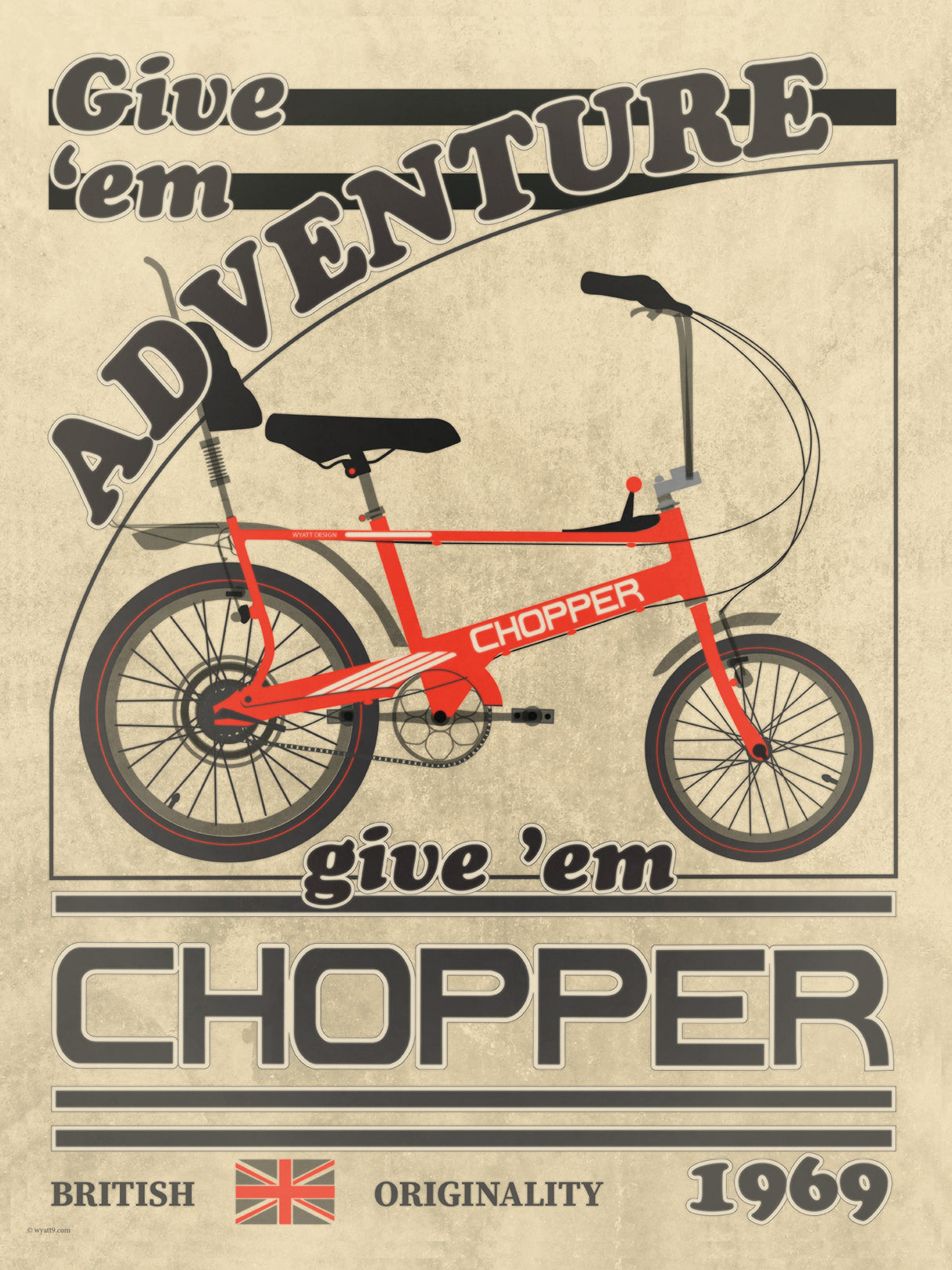 Chopper Bicycle Vintage Style Advert Poster och Canvastavla