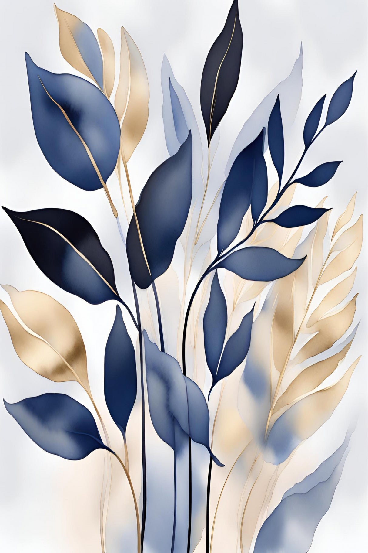 Leaves In Blue 2 Poster och Canvastavla