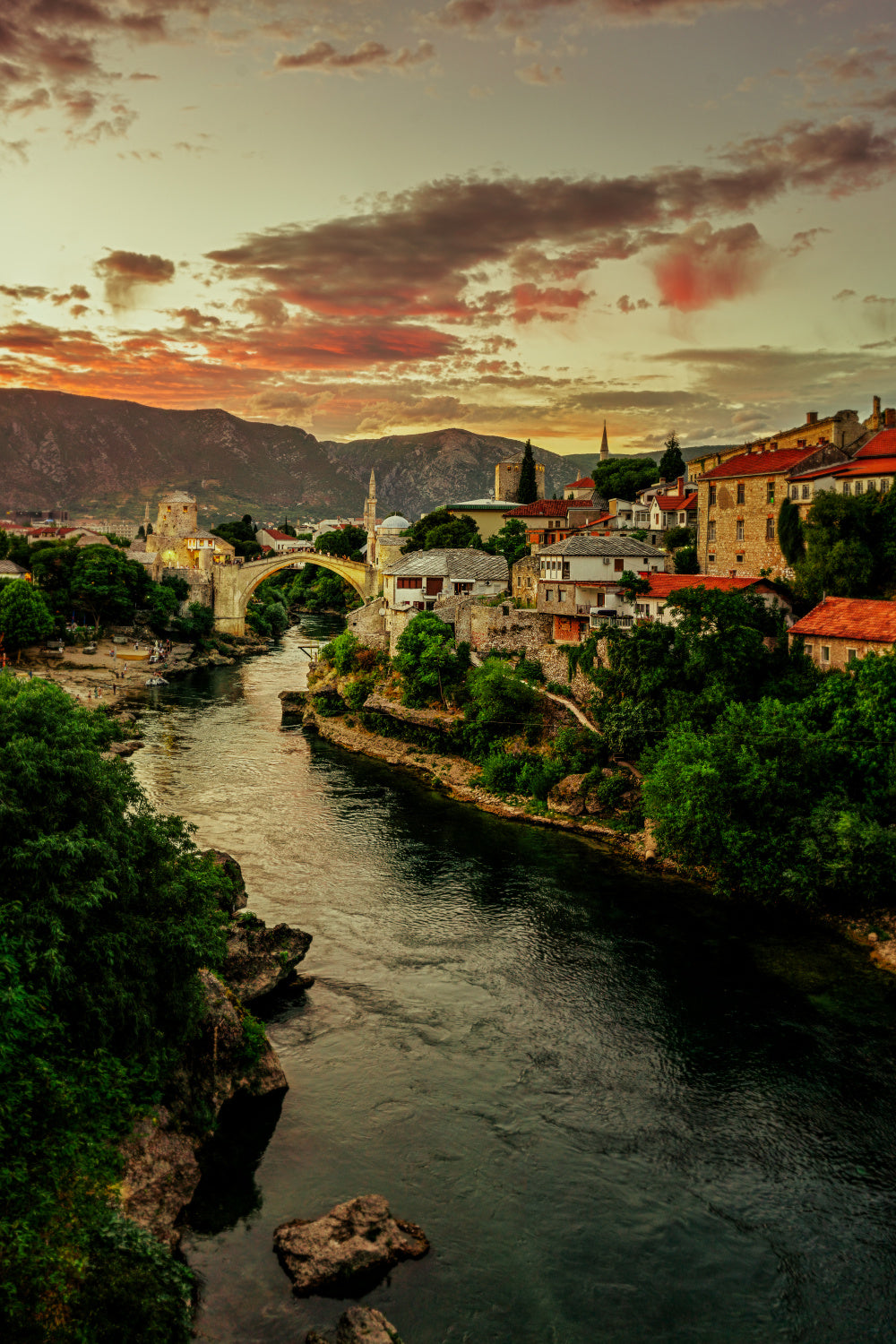 Mostar sunset Poster och Canvastavla