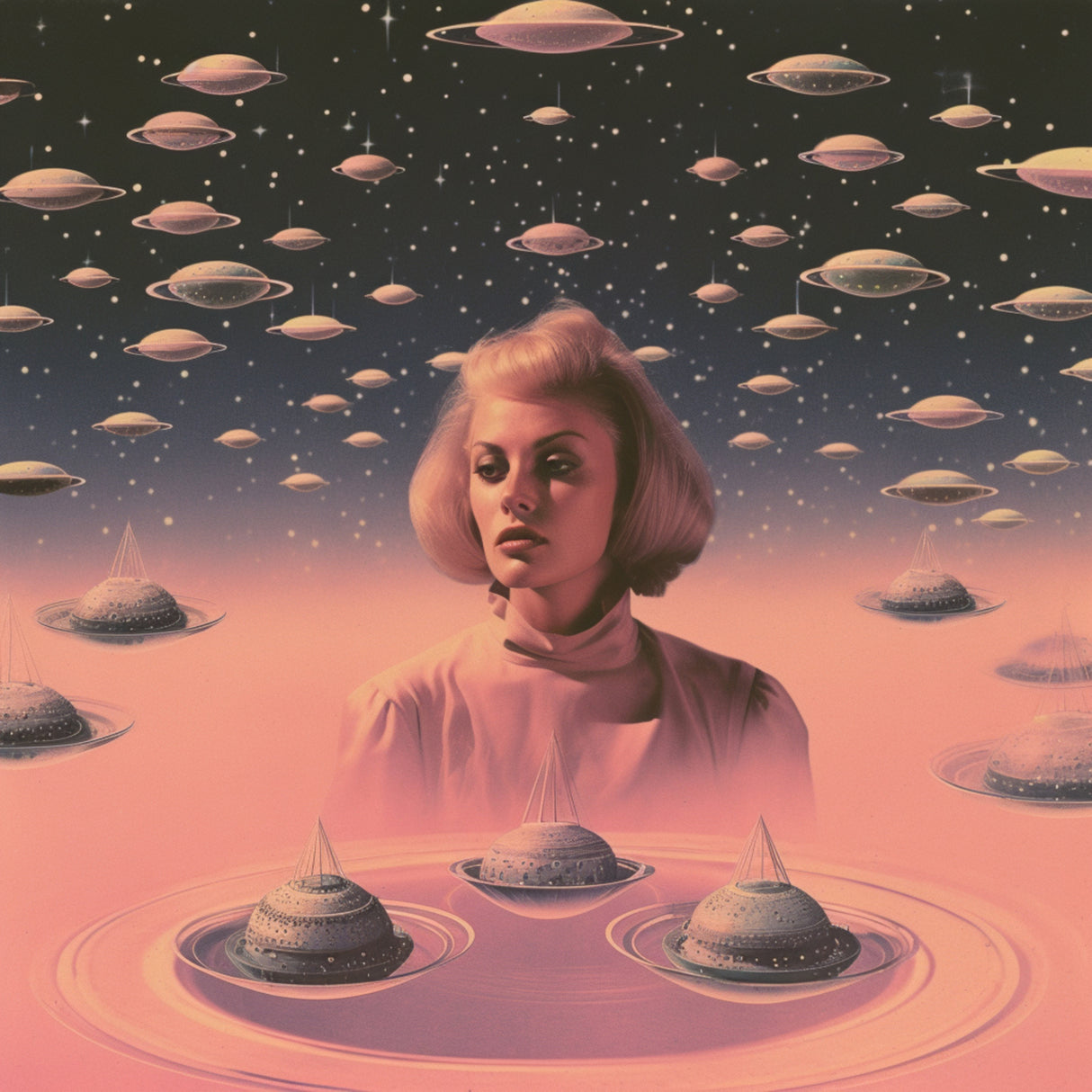 Pink Space Barbie Collage Art Poster och Canvastavla
