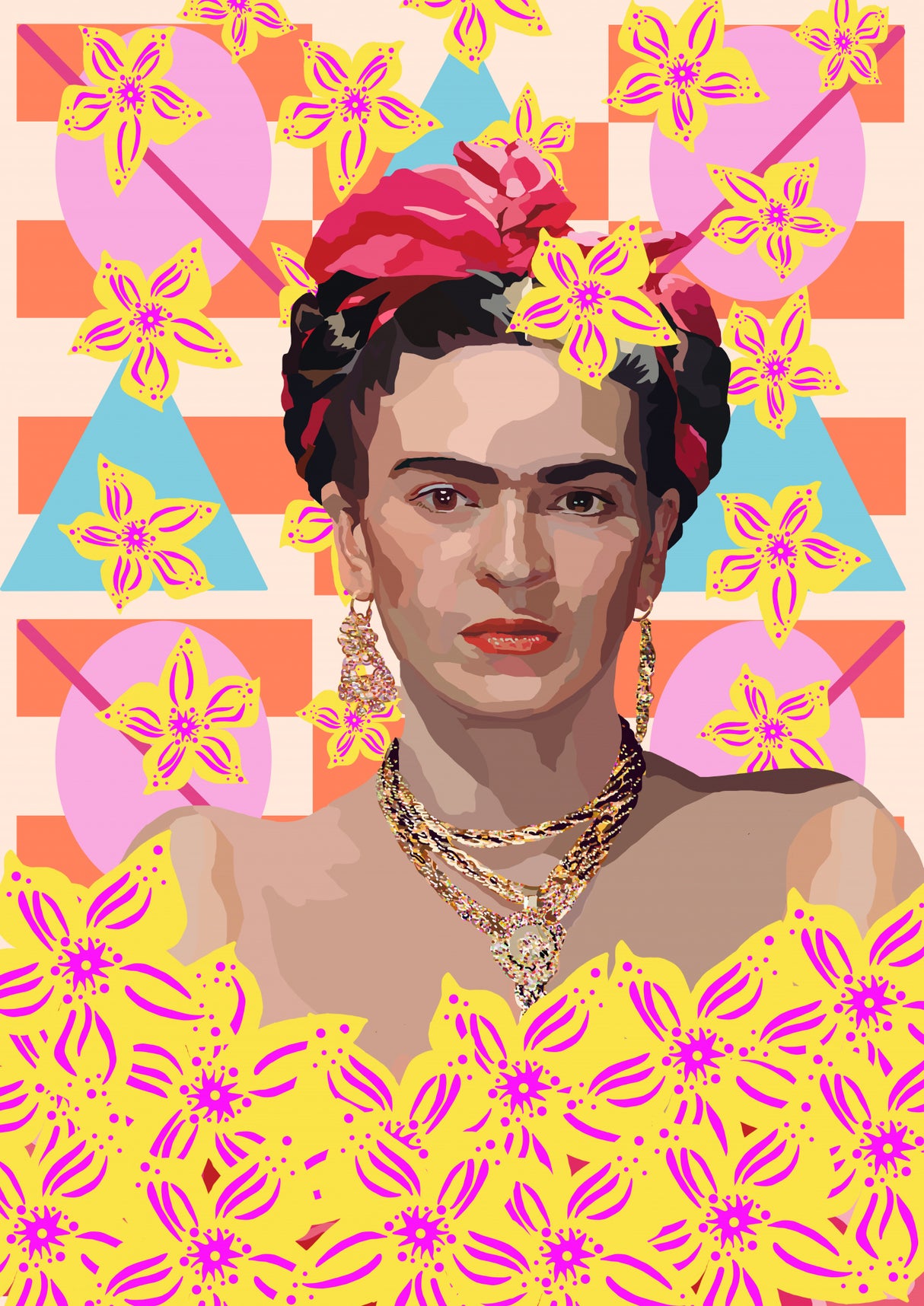Frida with flowers Poster och Canvastavla
