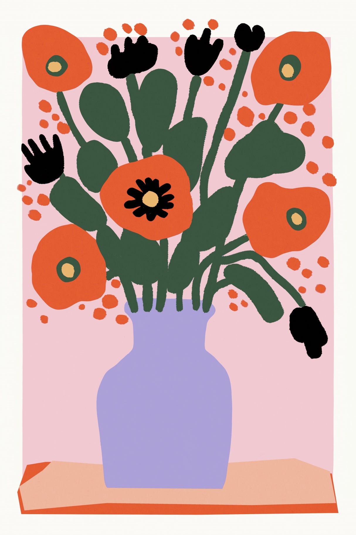 Poppy In Purple Vase Poster och Canvastavla