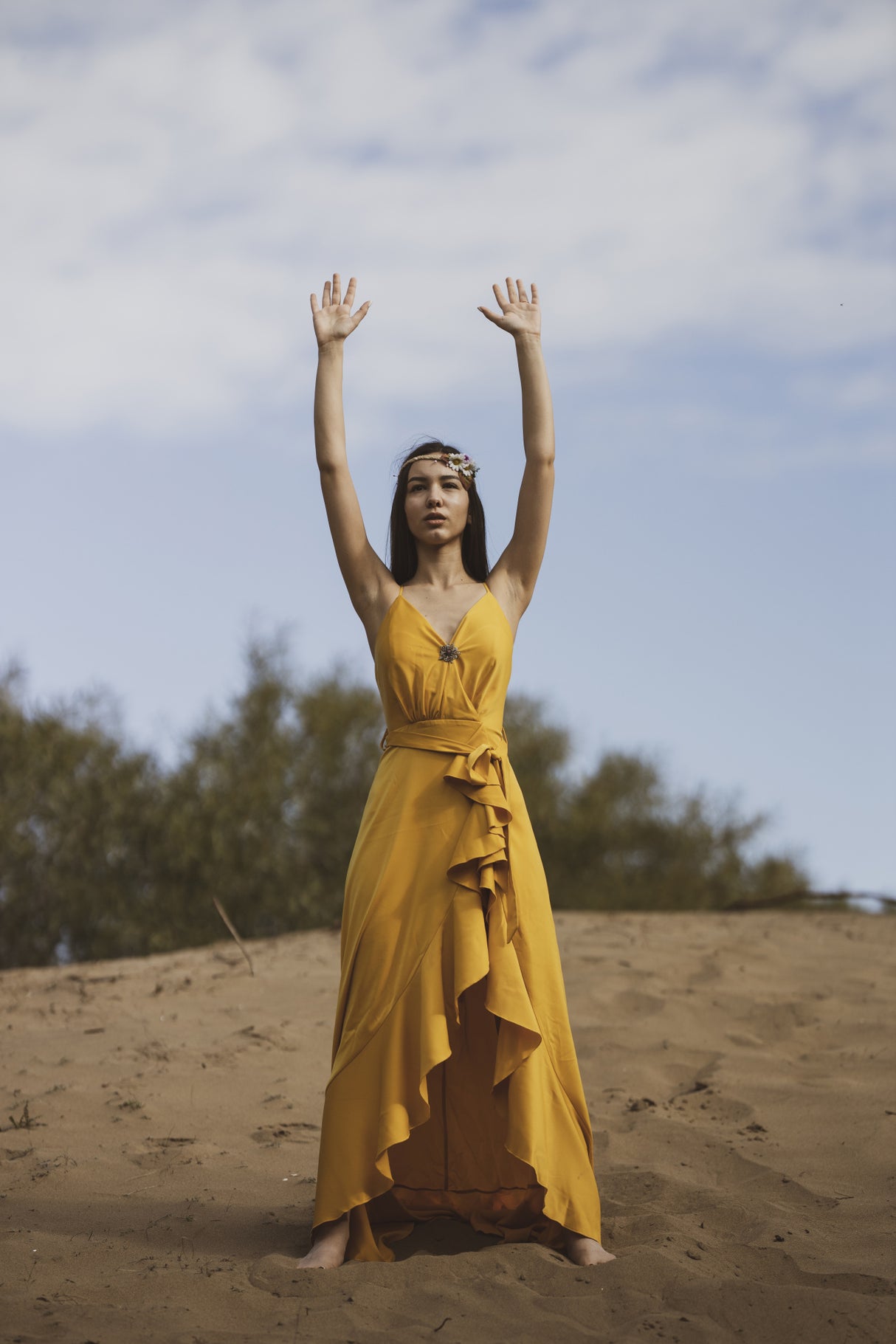 woman in yellow dress Poster och Canvastavla