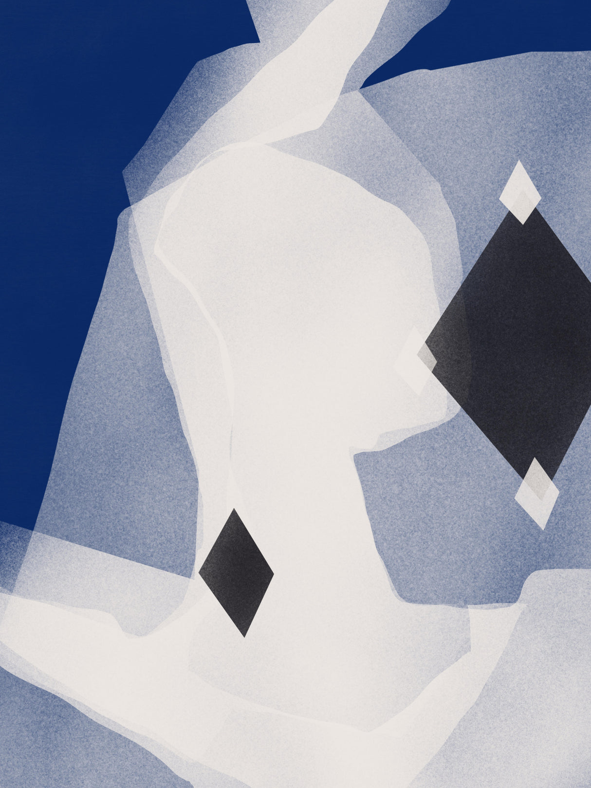 Blue Black and White Abstract Poster och Canvastavla