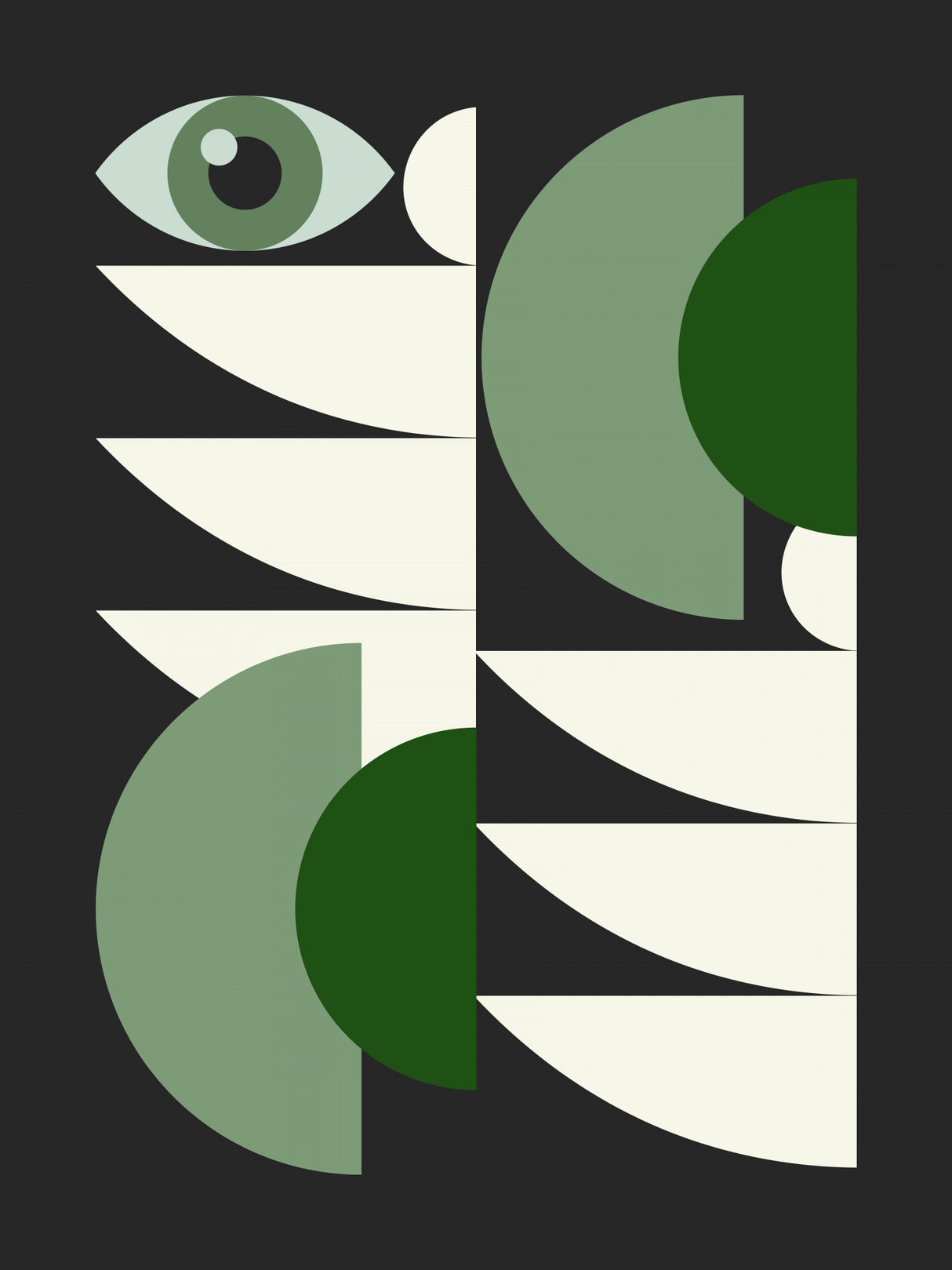 Mid Century Geometrical In Green Poster och Canvastavla