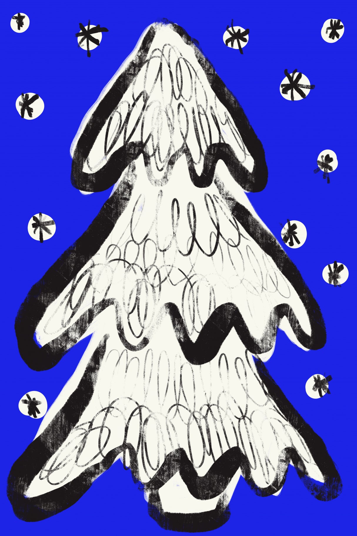 Christmastreeandsnow Blue Poster och Canvastavla