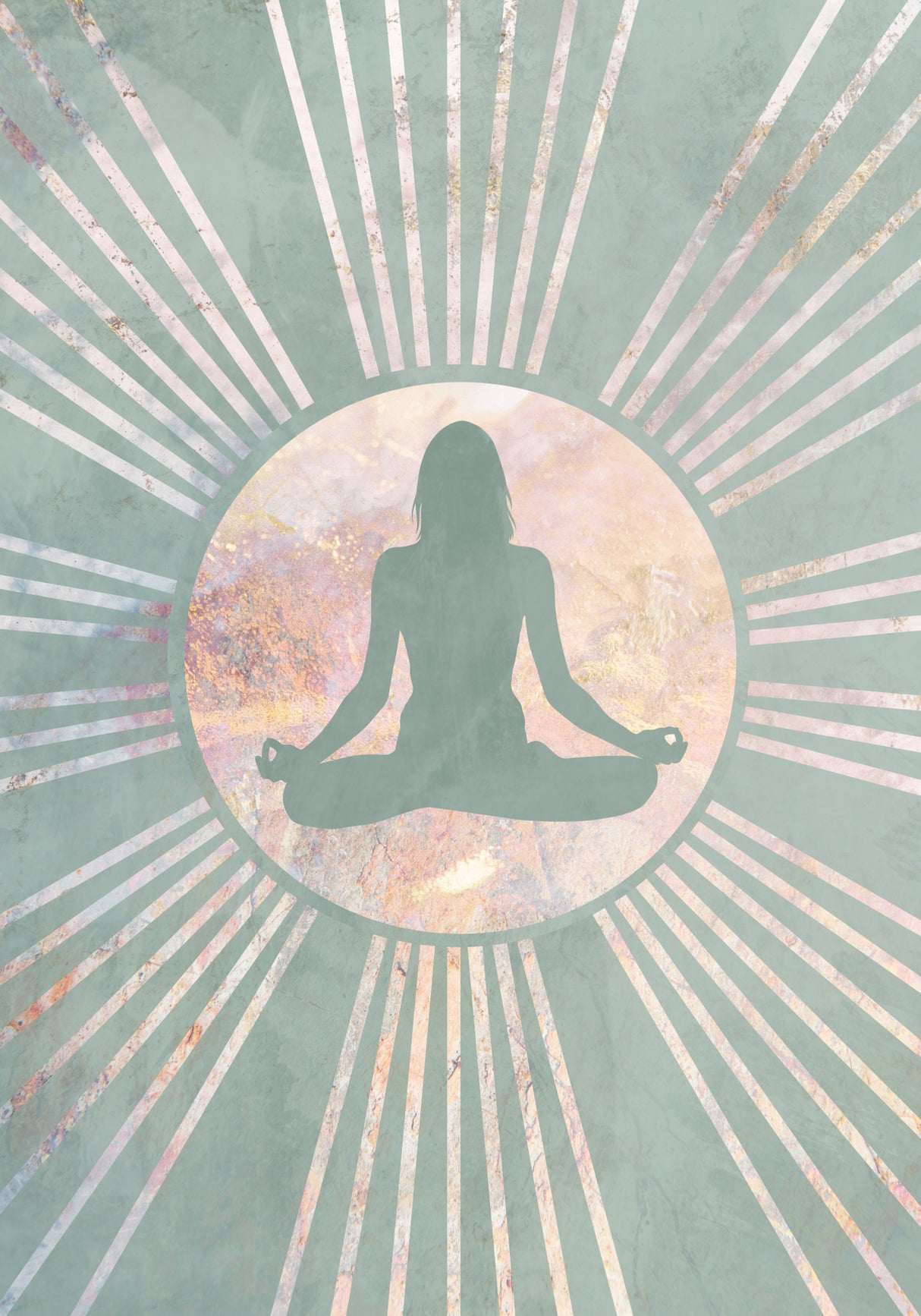 Yoga Boho Sun Green 5 Poster och Canvastavla