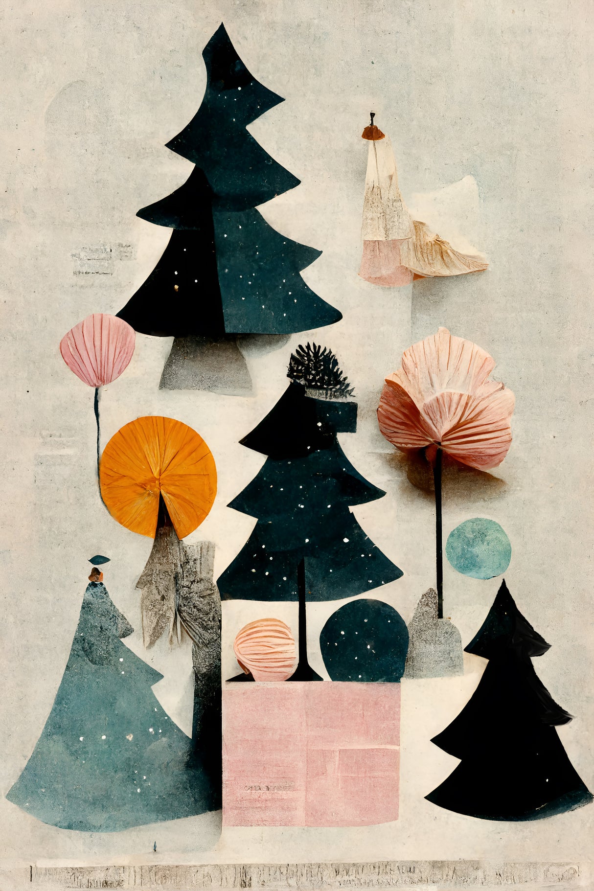 Cute Pine Tree Composition Poster och Canvastavla