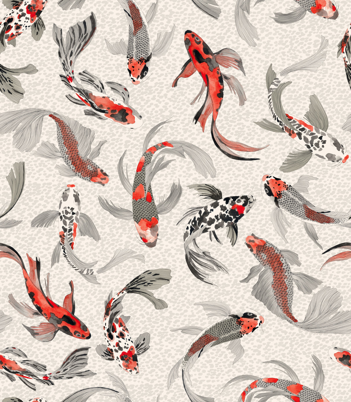 Hla020 Koi Fish Orange Grey Poster och Canvastavla