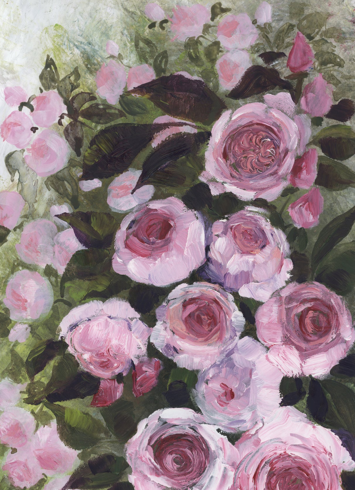 Aurorie painterly roses Poster och Canvastavla