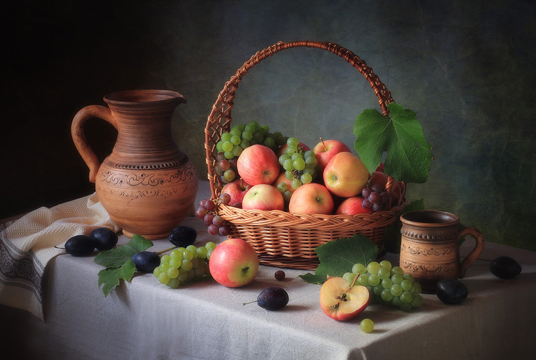 Still life with a basket of fruit Poster och Canvastavla