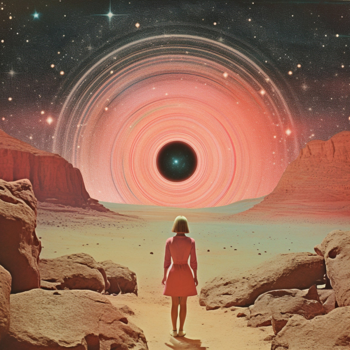 Through Time and Space Collage Art Poster och Canvastavla
