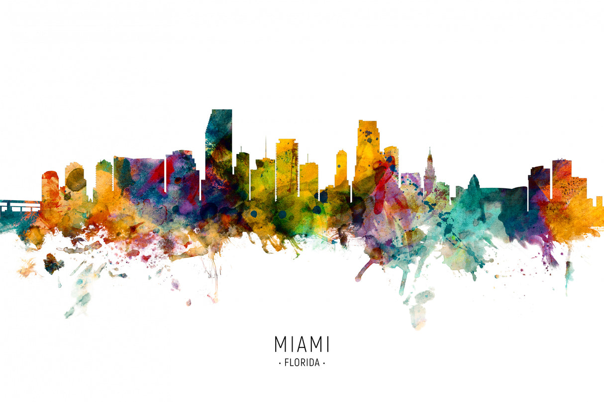 Miami Florida Skyline Poster och Canvastavla