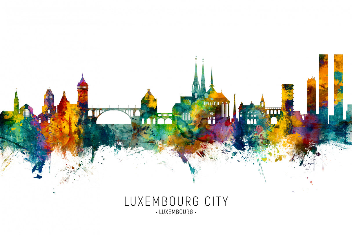 Luxembourg City Skyline Poster och Canvastavla