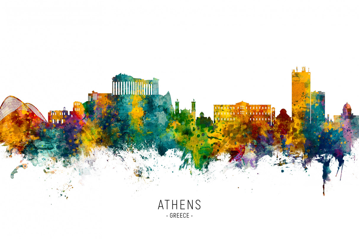 Athens Greece Skyline Poster och Canvastavla