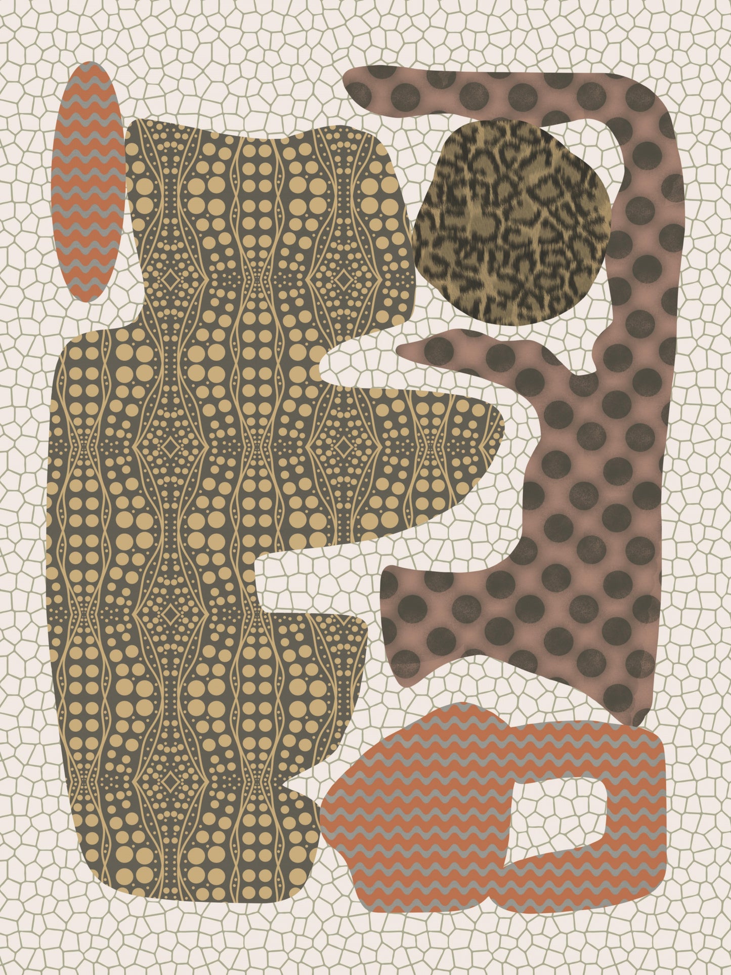 Patterned Organic Shape Study Poster och Canvastavla
