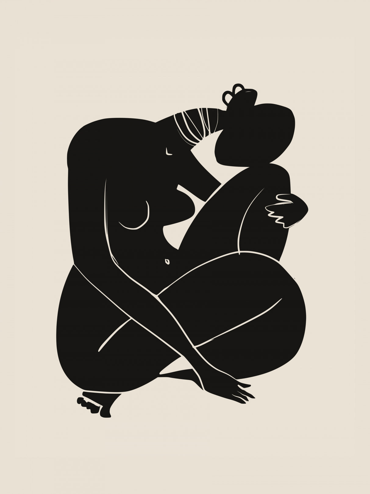 Baby Curl African Nude In Black Poster och Canvastavla