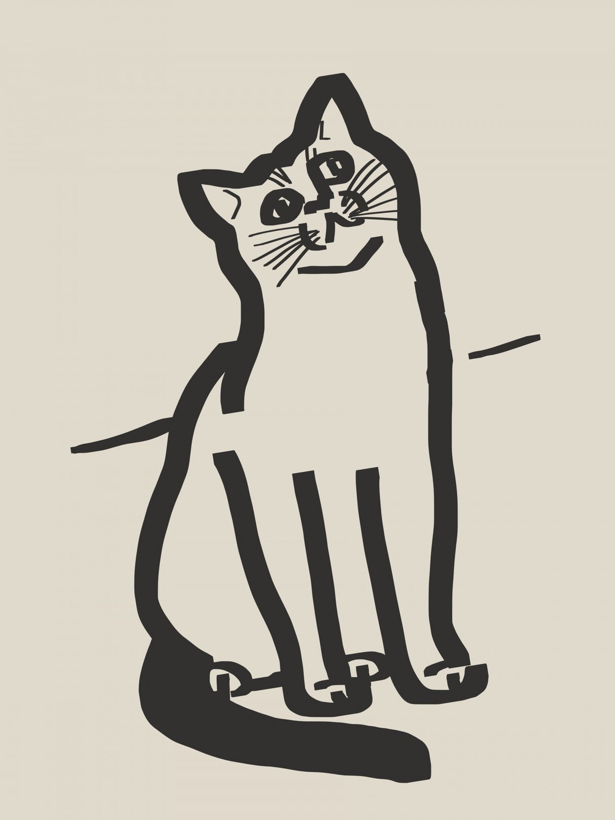 Line Art Cat Drawing 6 Poster och Canvastavla