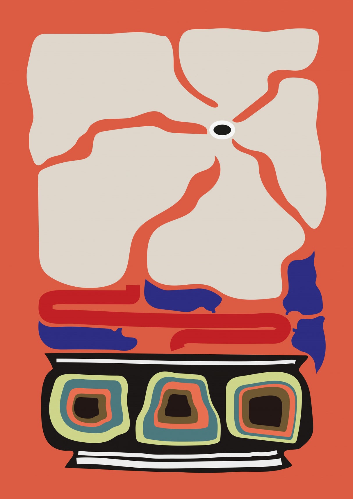 Ukiyo Flower Salmon Poster och Canvastavla