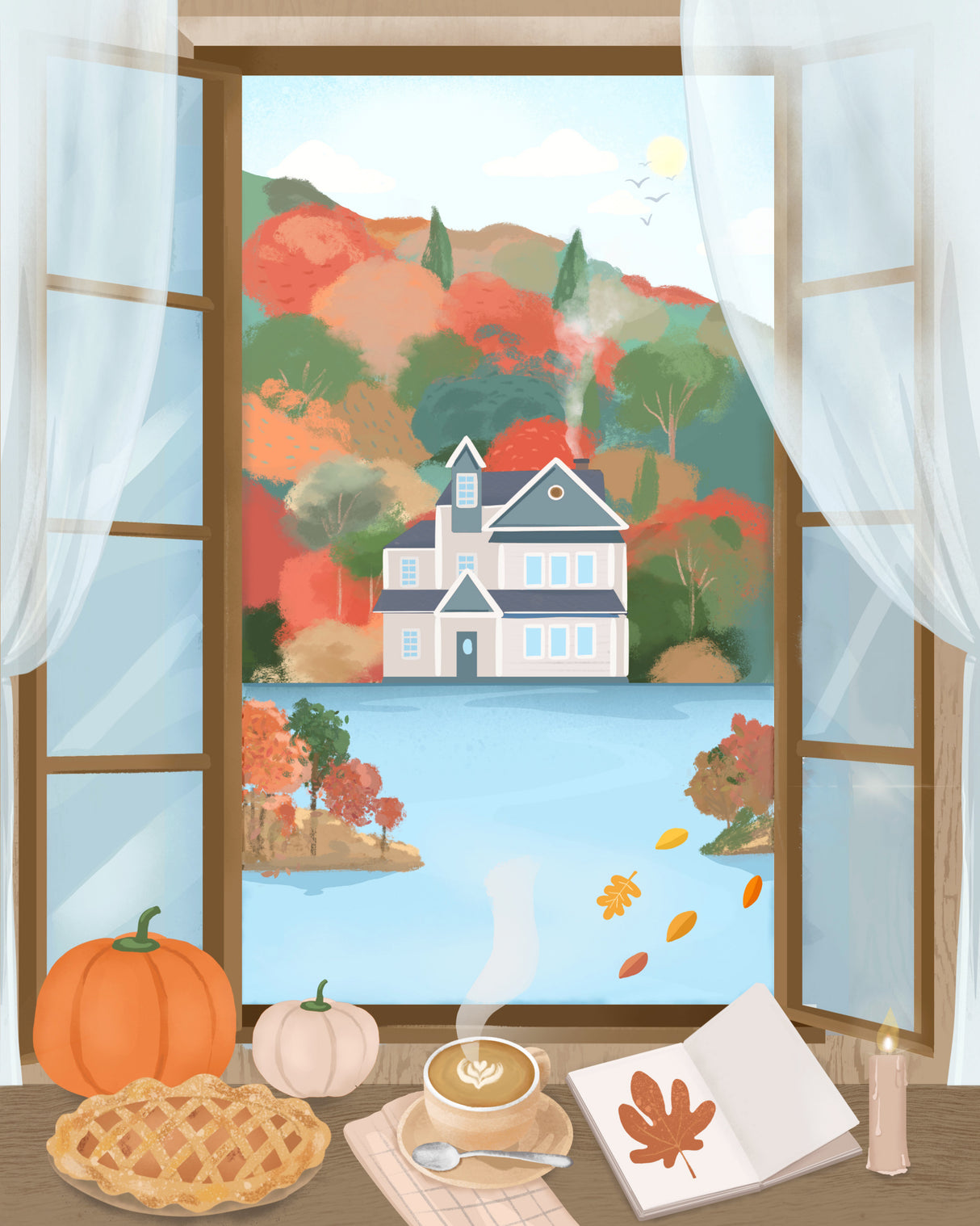 Autumn Cottage Poster och Canvastavla