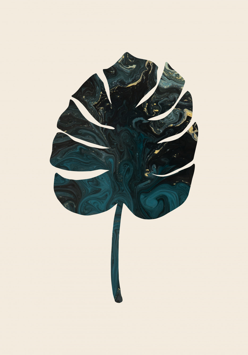Monstera Marble Green Poster och Canvastavla