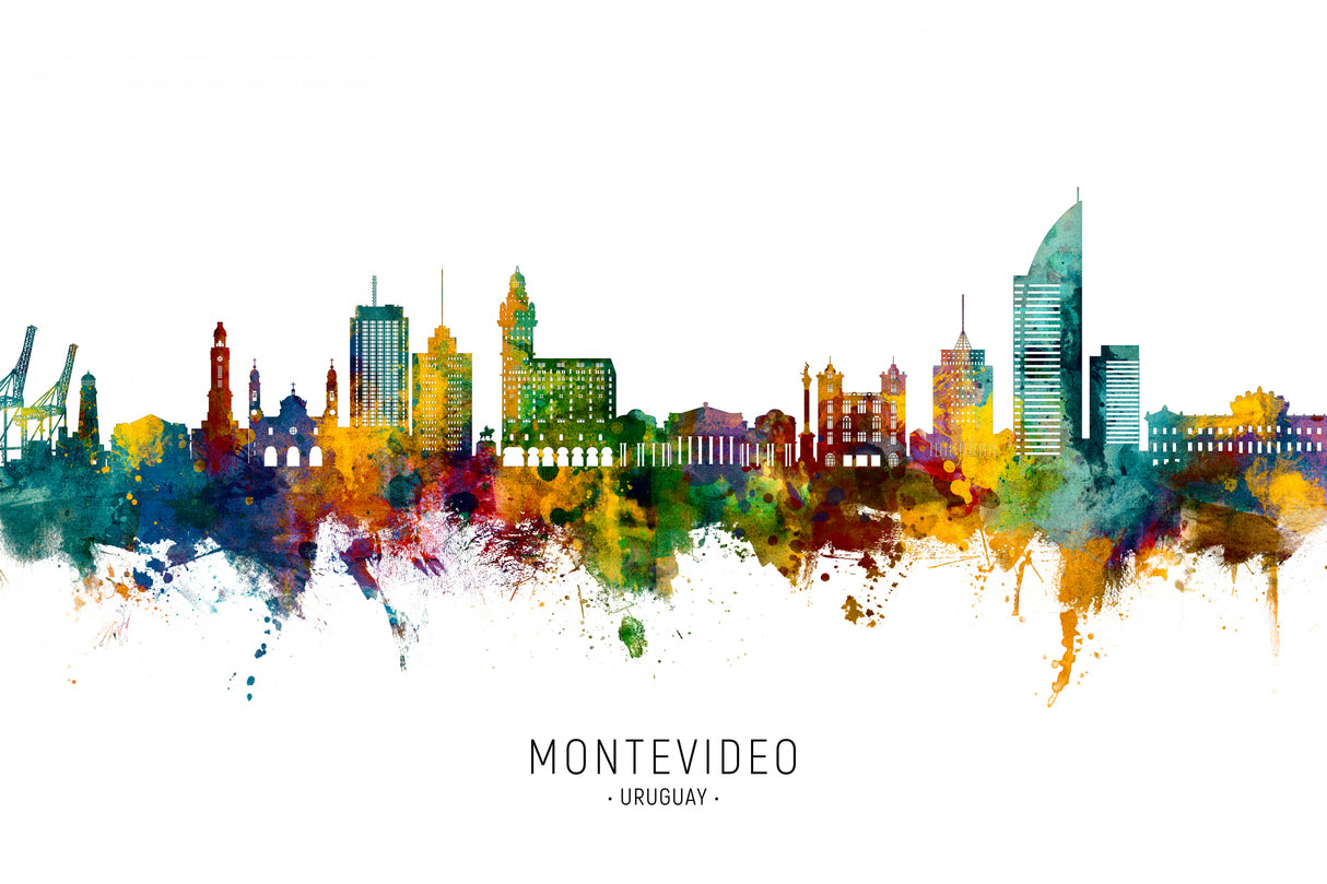 Montevideo Skyline Uruguay Poster och Canvastavla
