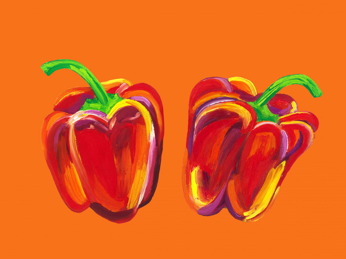 Peppers On Orange Poster och Canvastavla