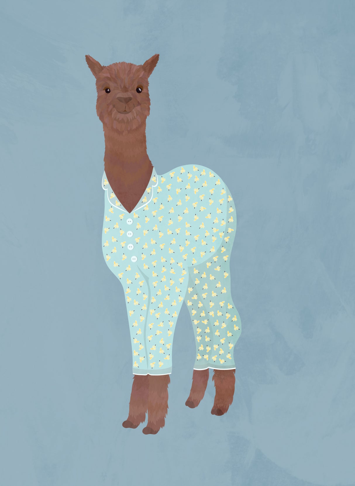 Llama In Pjs Banana blue Poster och Canvastavla