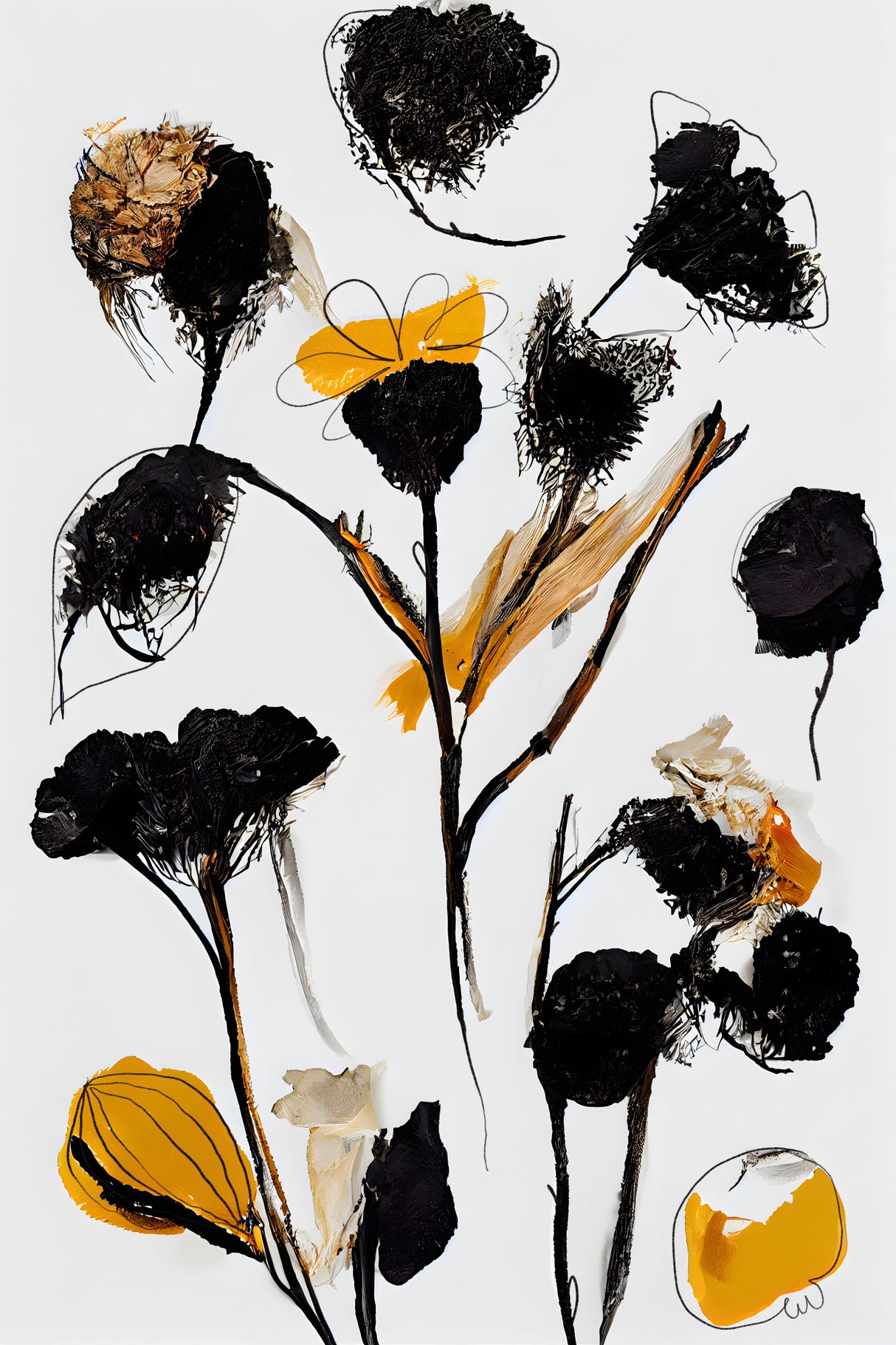 Black Dry Flowers Poster och Canvastavla