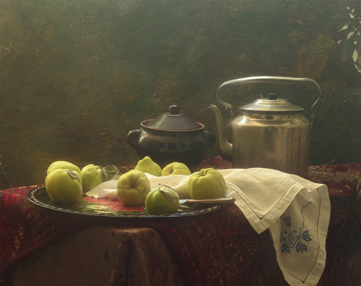 Still life with quince and kitchenware Poster och Canvastavla