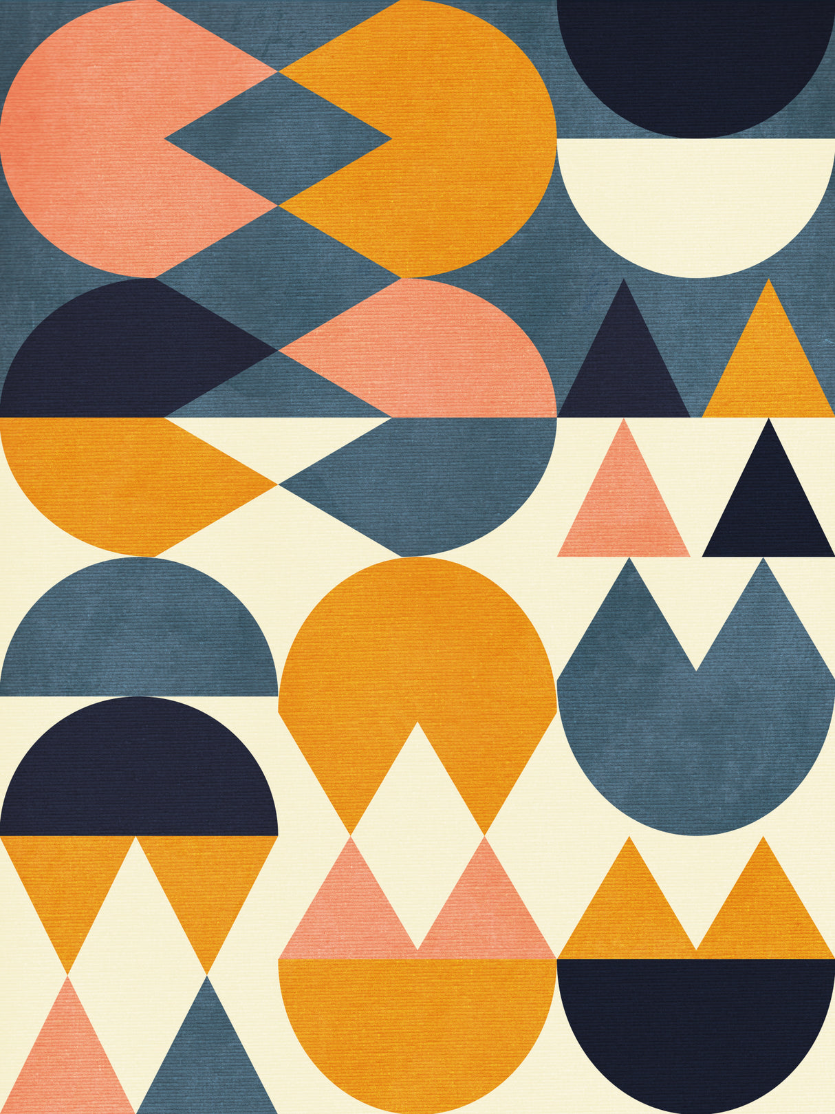 Rainbow Plus Shapes Blue Mustard6 Poster och Canvastavla