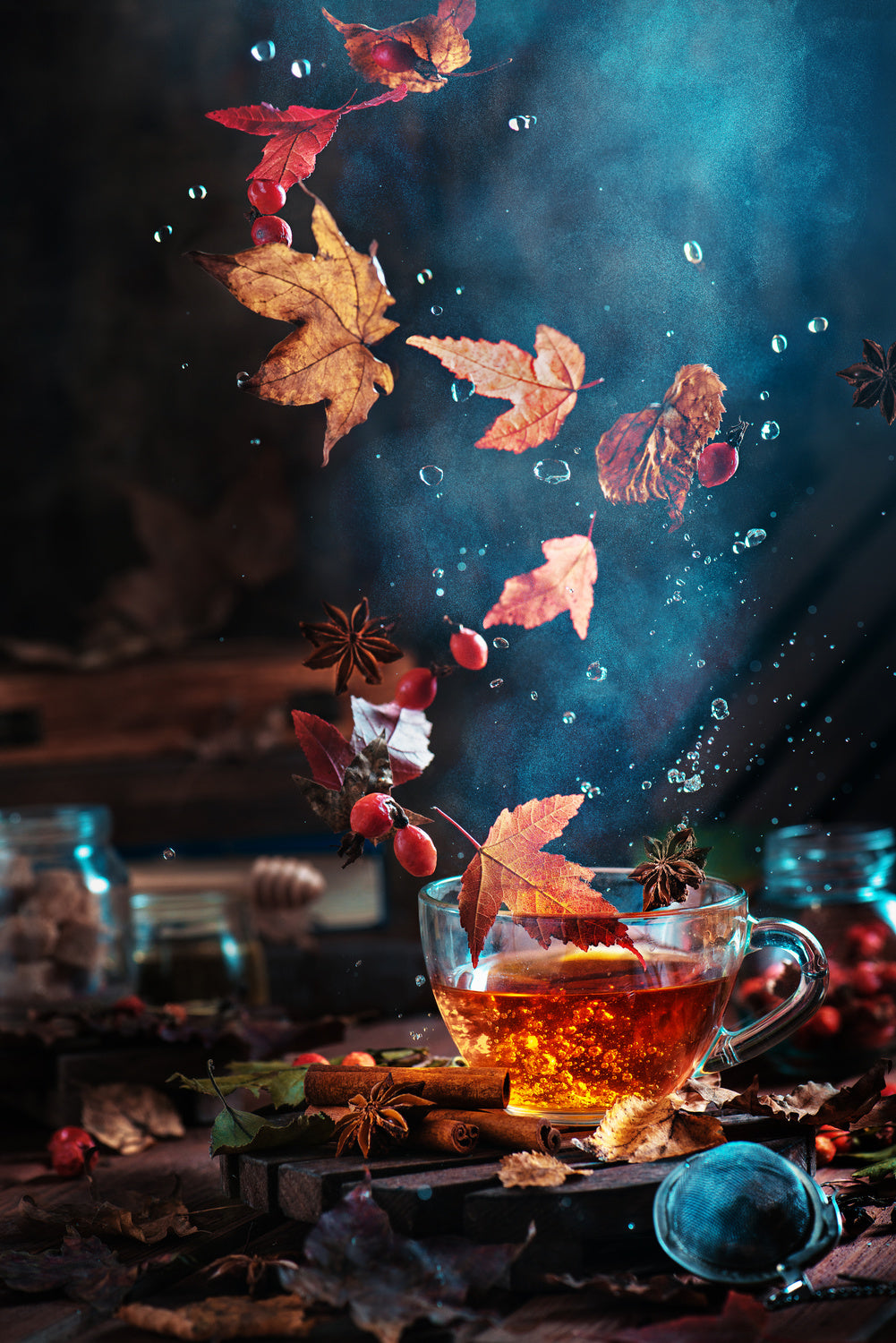 Briar tea with autumn swirl Poster och Canvastavla