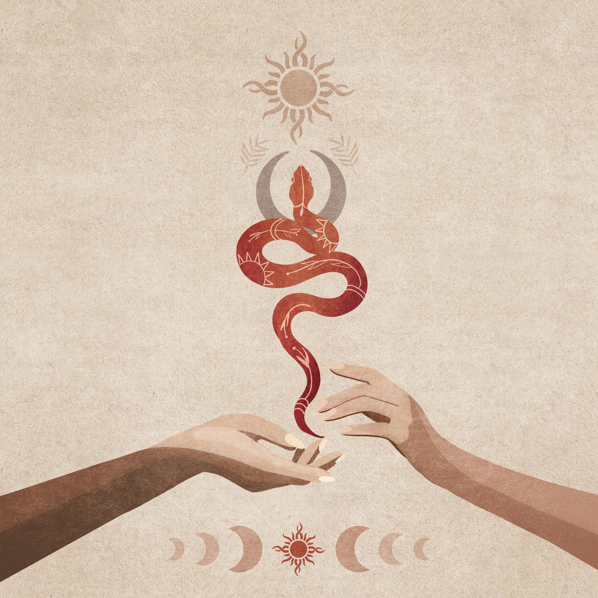 Snake Hand Sun Poster och Canvastavla