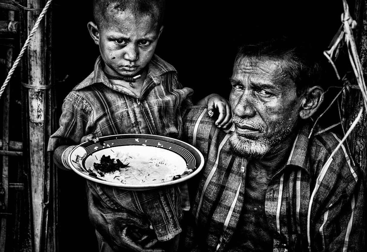 Rohingya refugee father and son - Bangladesh Poster och Canvastavla