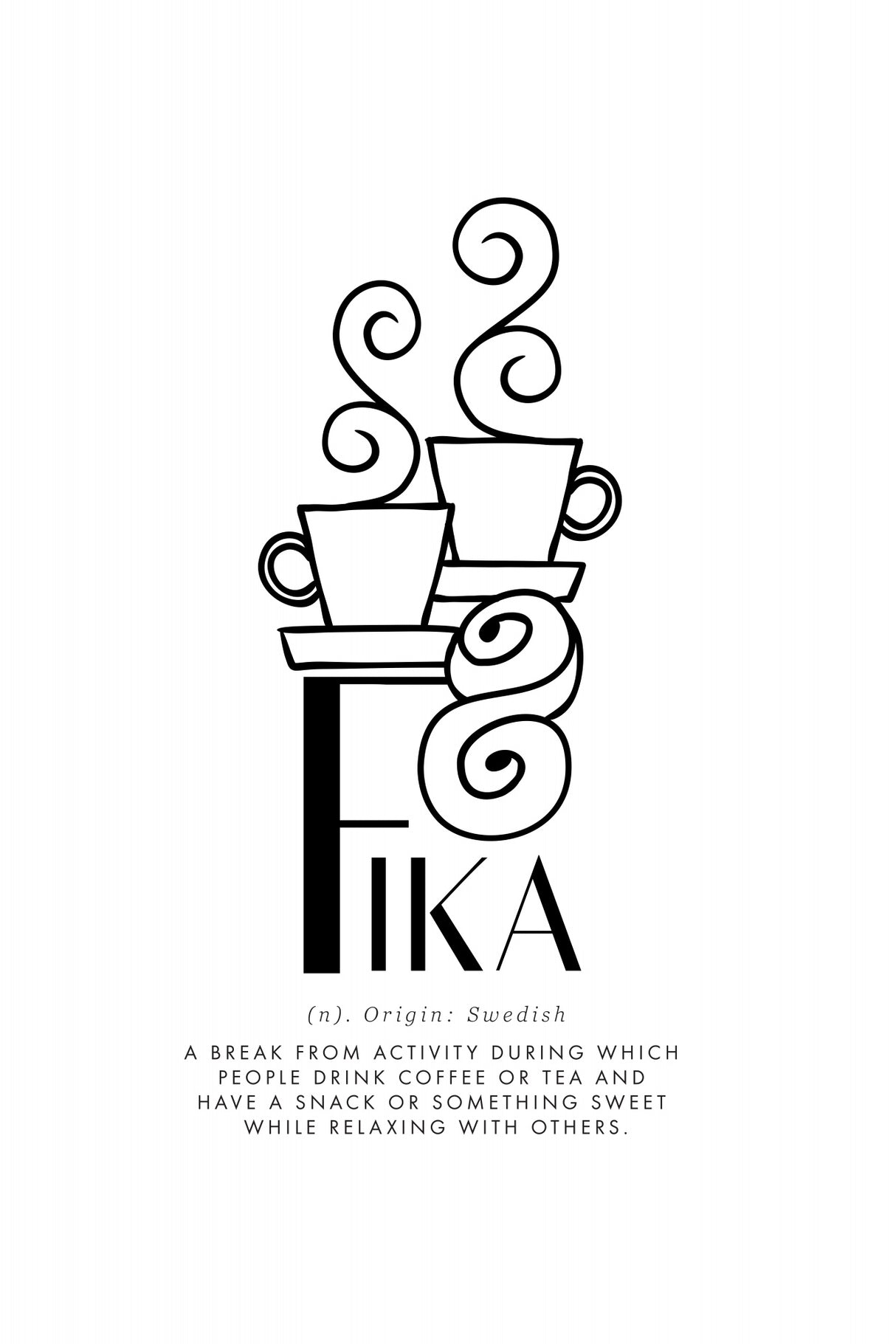 Fika illustrated definition Poster och Canvastavla