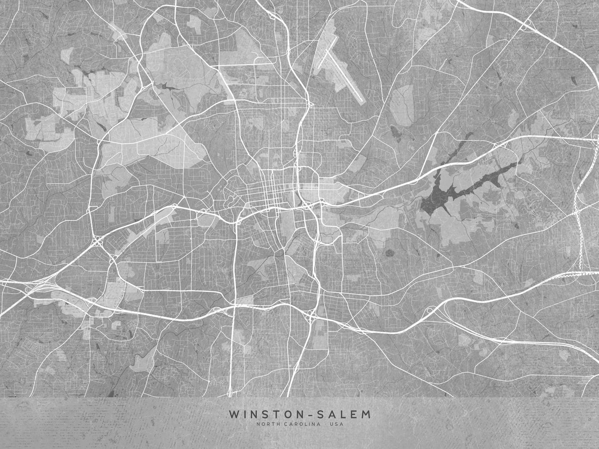 Map of Winston Salem (NC, USA) in gray vintage style Poster och Canvastavla