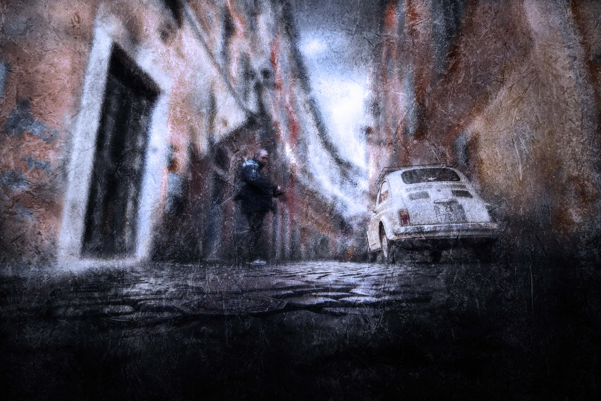 Historic car in the historic center Poster och Canvastavla