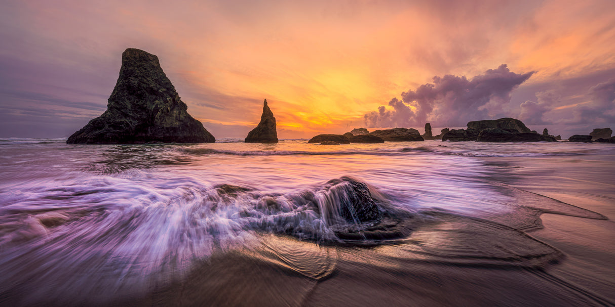 Sunset at Bandon Beach Poster och Canvastavla