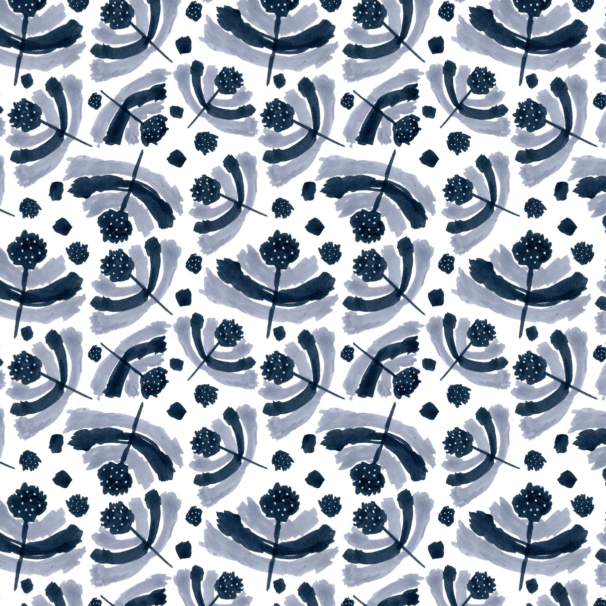 Happy Floral Black Gray Poster och Canvastavla