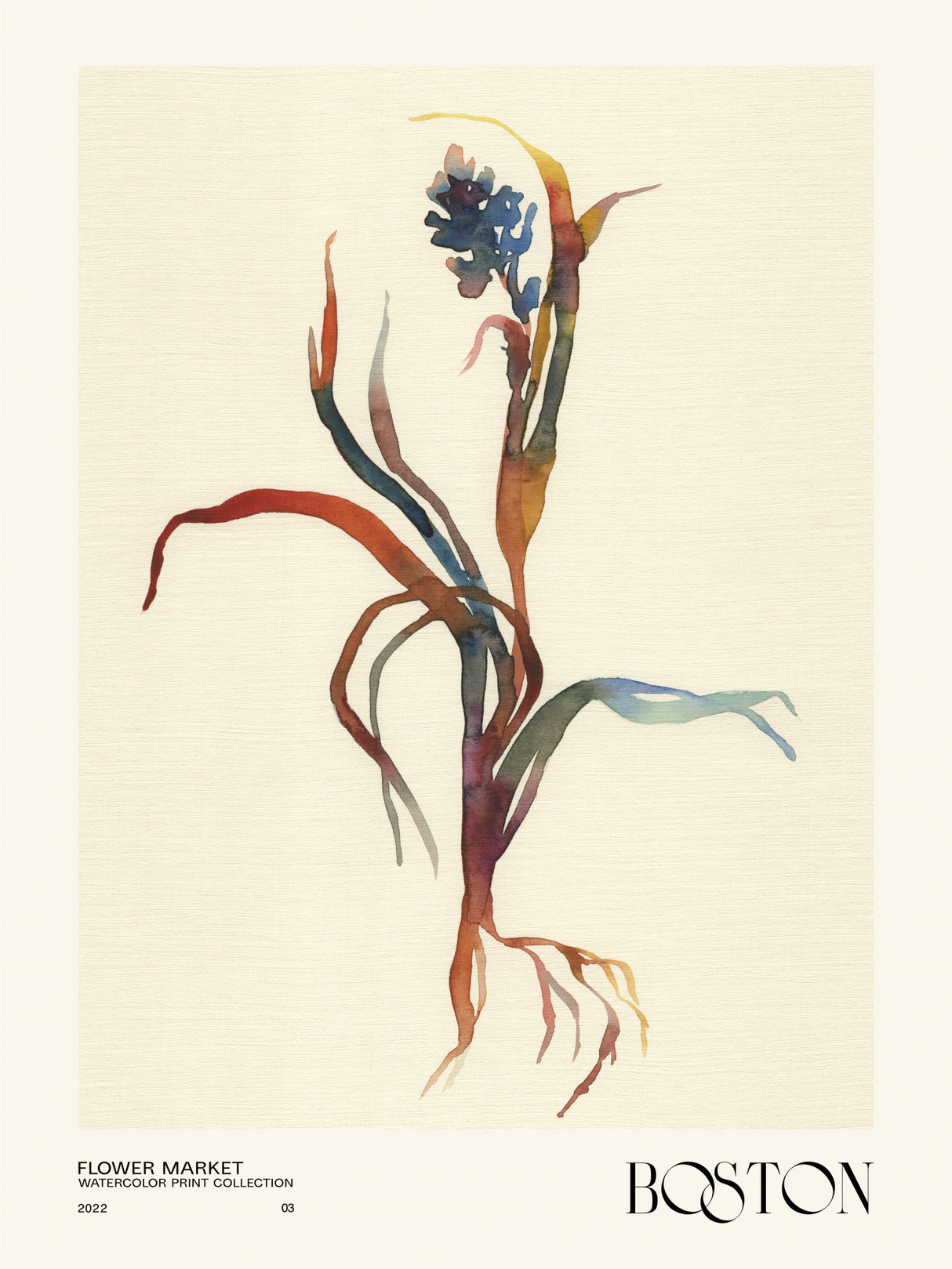 Watercolor print collection. Flower market - Boston Poster och Canvastavla