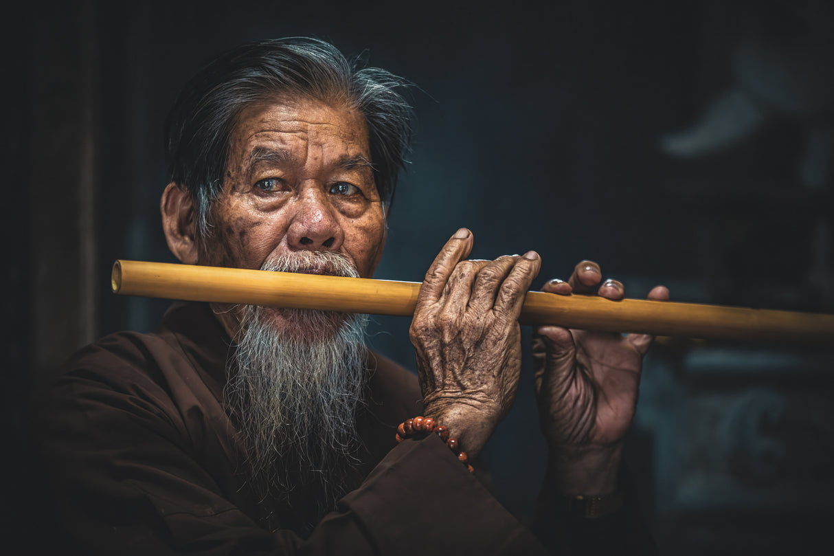 Playing Flute in northern Vietnam Poster och Canvastavla