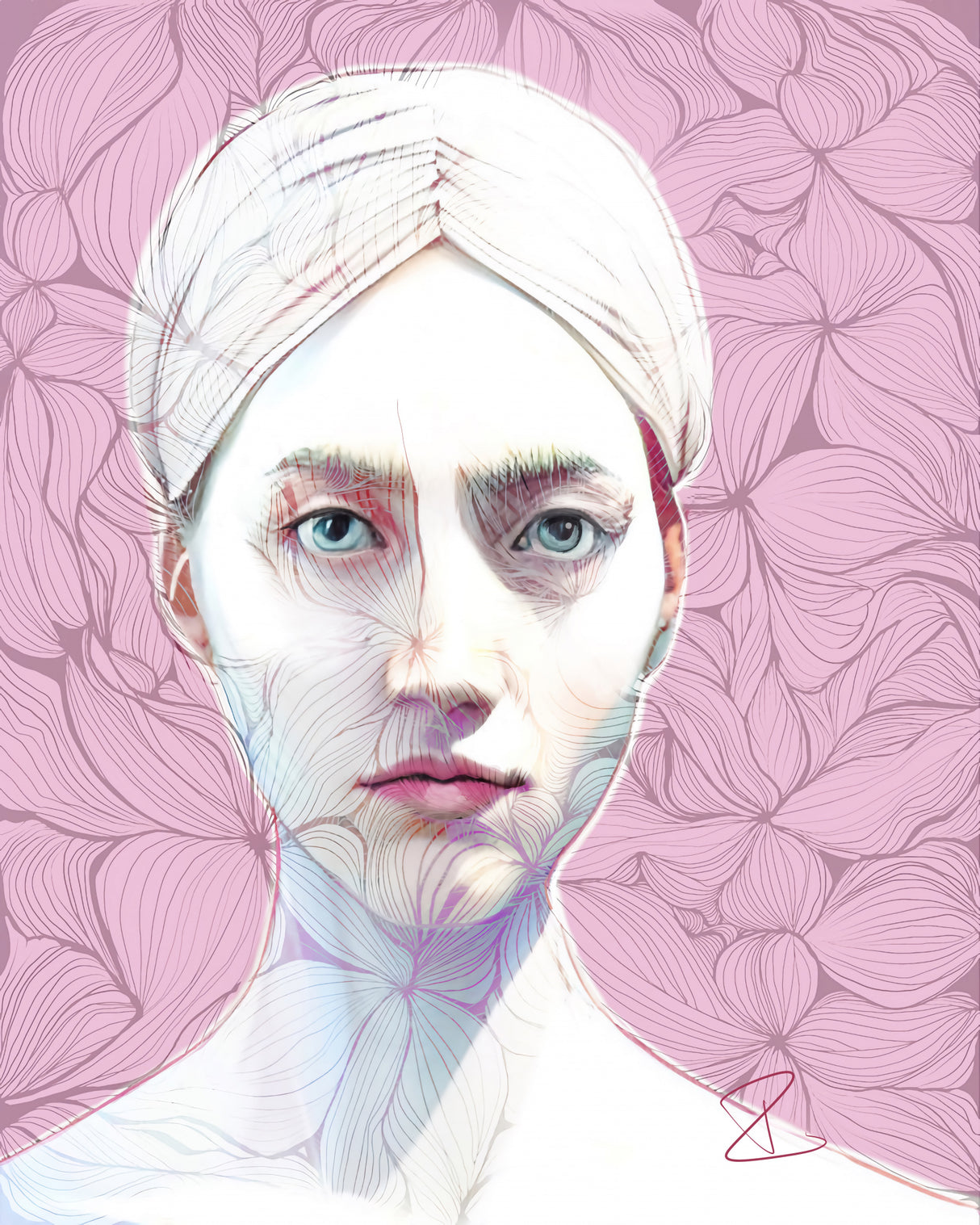 Woman with Zen Doodles Poster och Canvastavla