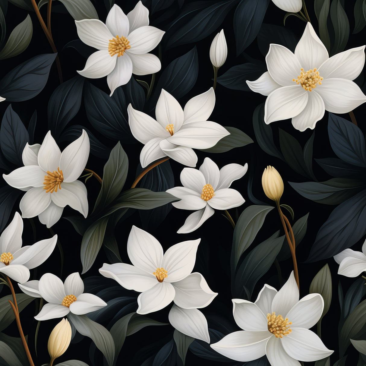 Dark Floral 4 Poster och Canvastavla