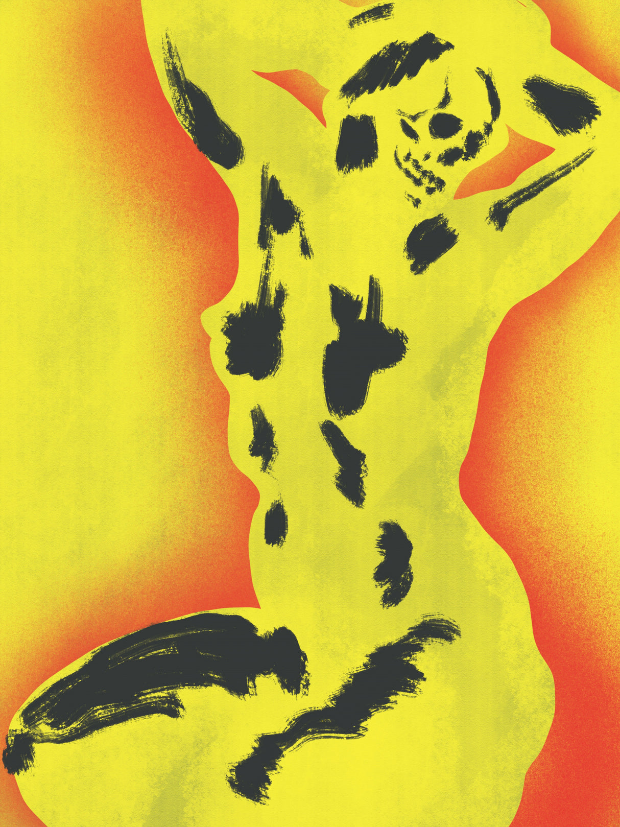 Yellow Skull Nude Poster och Canvastavla