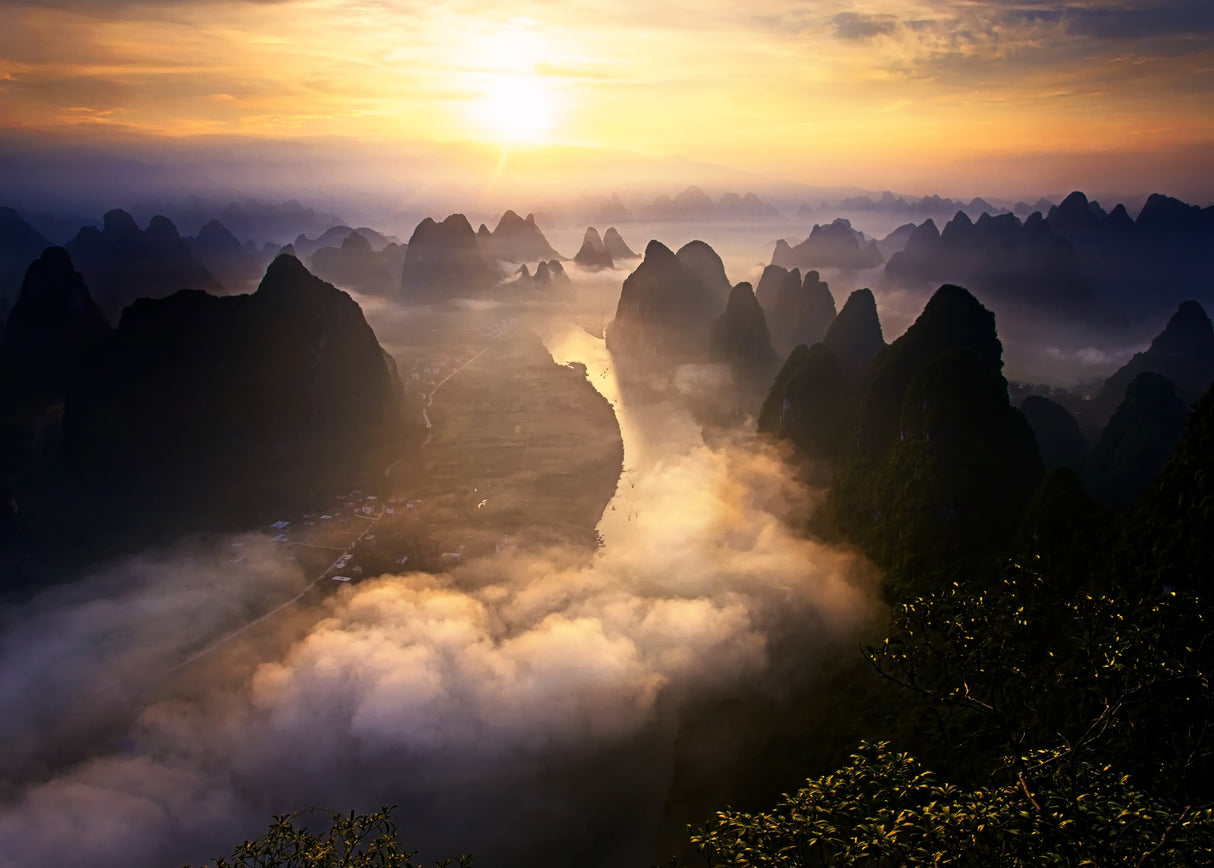Xianggong Shan at dawn Poster och Canvastavla