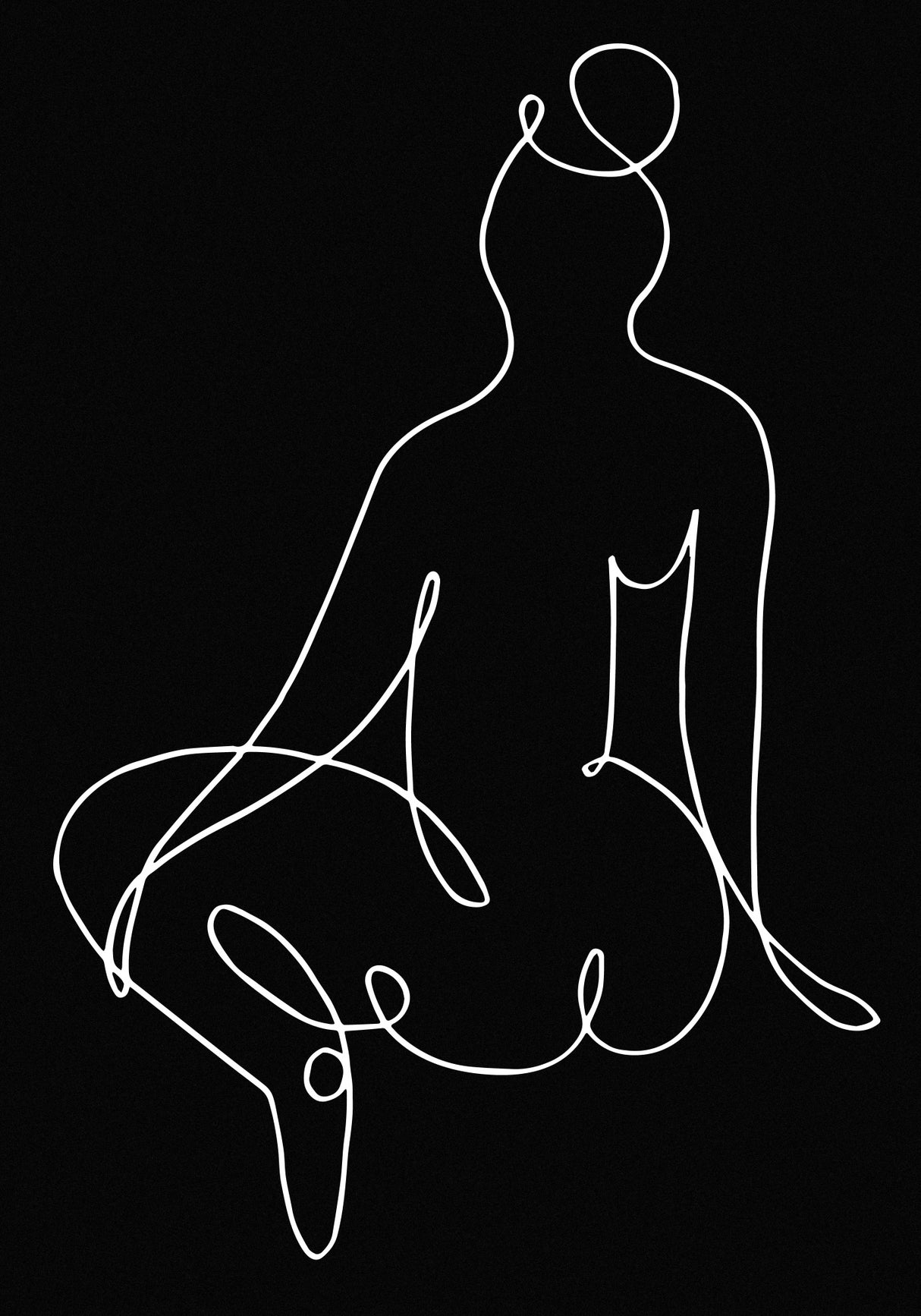 lineart_nude black pica_002_Black Poster och Canvastavla