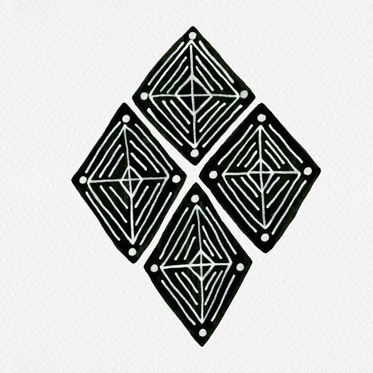 Black Tribal Diamond Ethnic Poster och Canvastavla