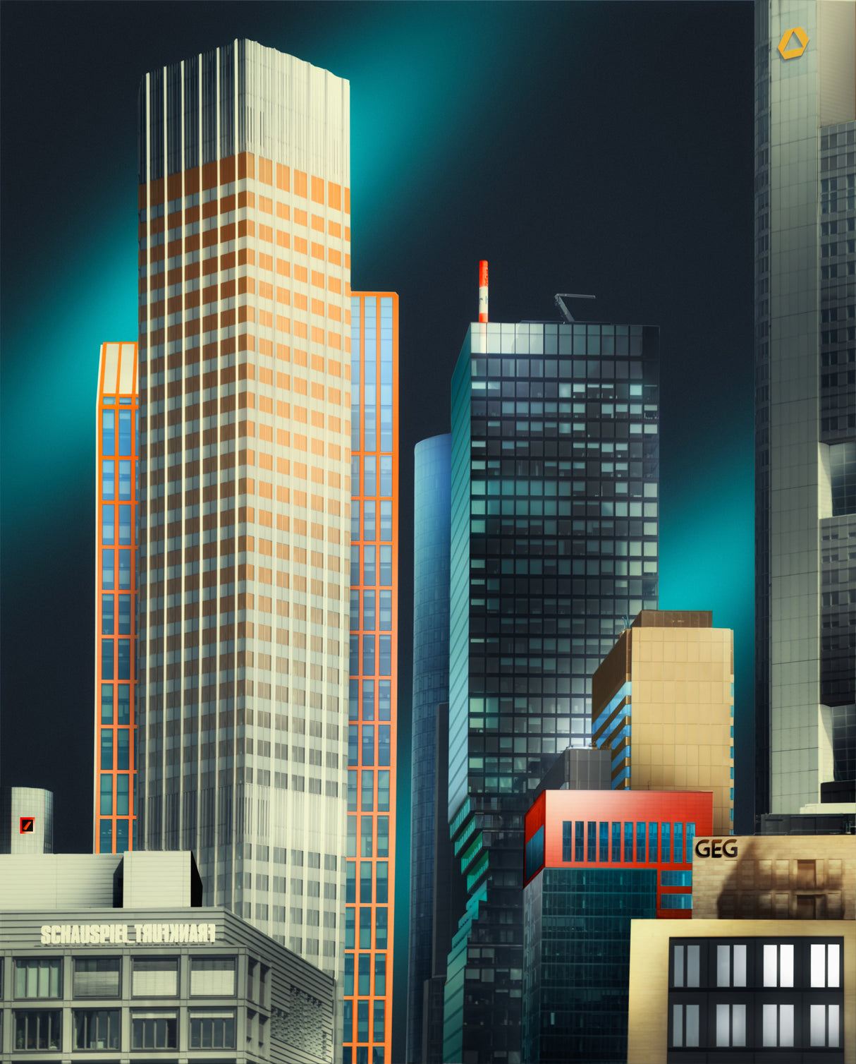 Frankfurt Vintage Poster och Canvastavla